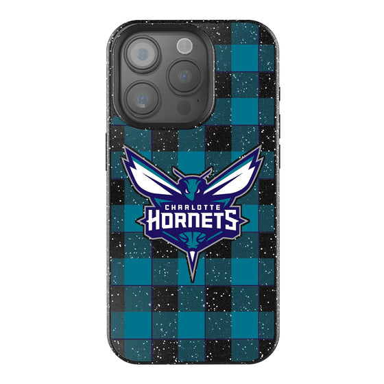 Charlotte Hornets Plaid Bling Phone Case-0