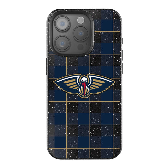 New Orleans Pelicans Plaid Bling Phone Case-0