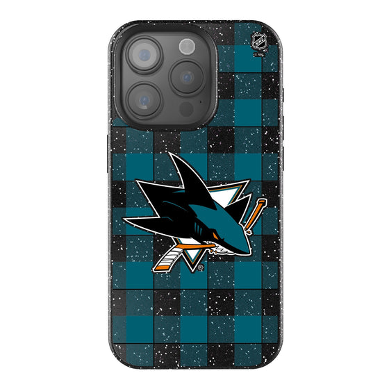 San Jose Sharks Plaid Bling Phone Case-0