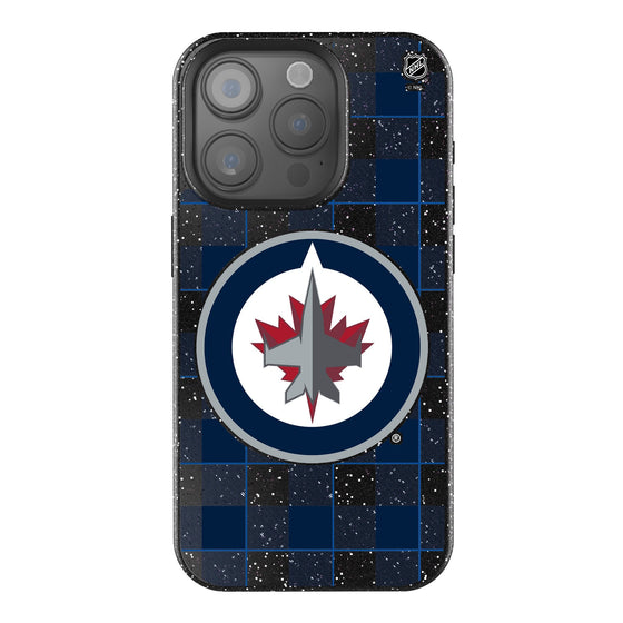 Winnipeg Jets Plaid Bling Phone Case-0