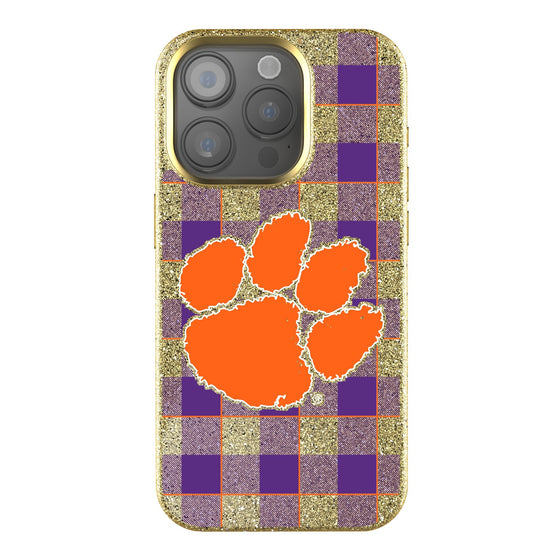 Clemson Tigers Plaid Bling Phone Case-0