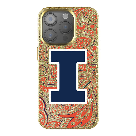 Illinois Fighting Illini Paisley Bling Phone Case-0