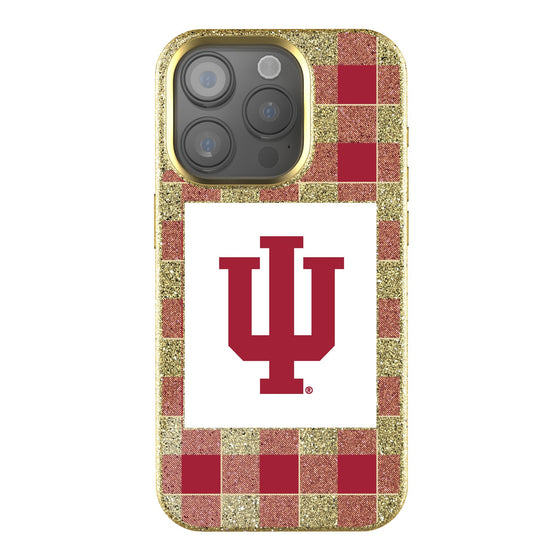 Indiana Hoosiers Plaid Bling Phone Case-0