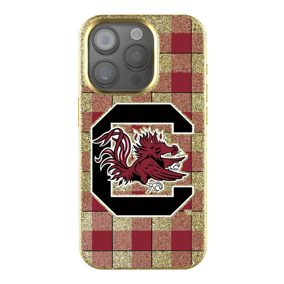 South Carolina Gamecocks Plaid Bling Phone Case-0