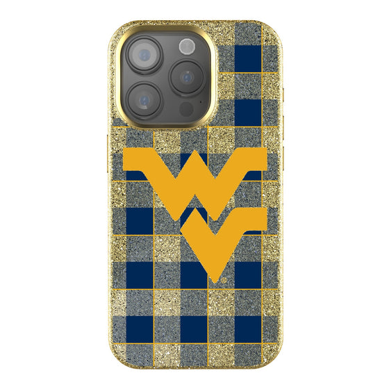 West Virginia Mountaineers Plaid Bling Phone Case-0