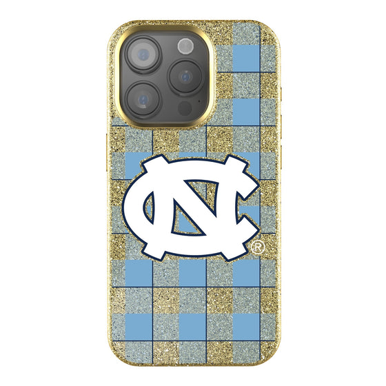 North Carolina Tar Heels Plaid Bling Phone Case-0