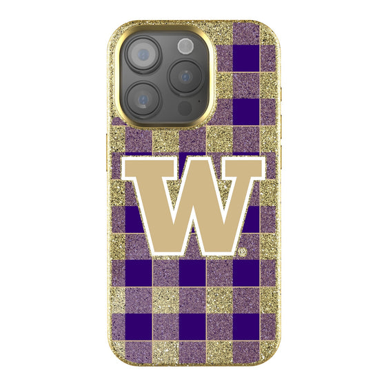 Washington Huskies Plaid Bling Phone Case-0