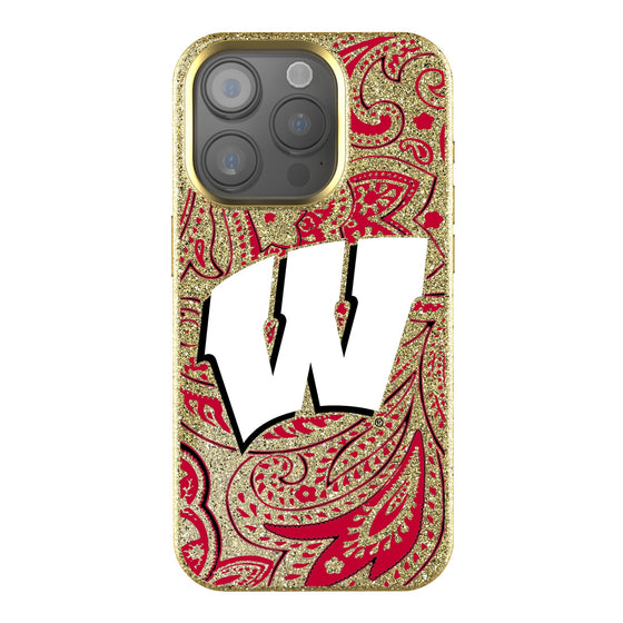 Wisconsin Badgers Paisley Bling Phone Case-0