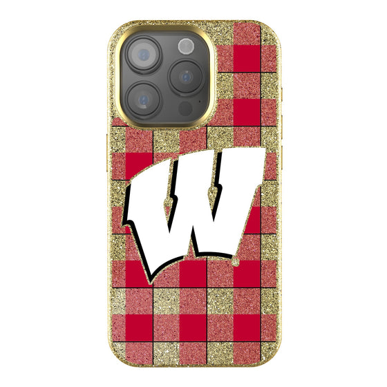 Wisconsin Badgers Plaid Bling Phone Case-0