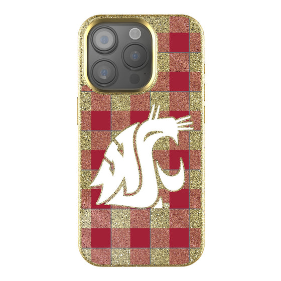 Washington State Cougars Plaid Bling Phone Case-0