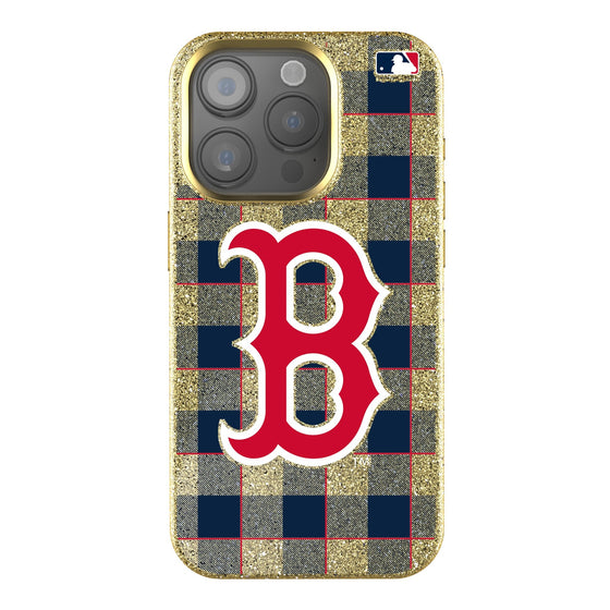 Boston Red Sox Plaid Bling Phone Case-0