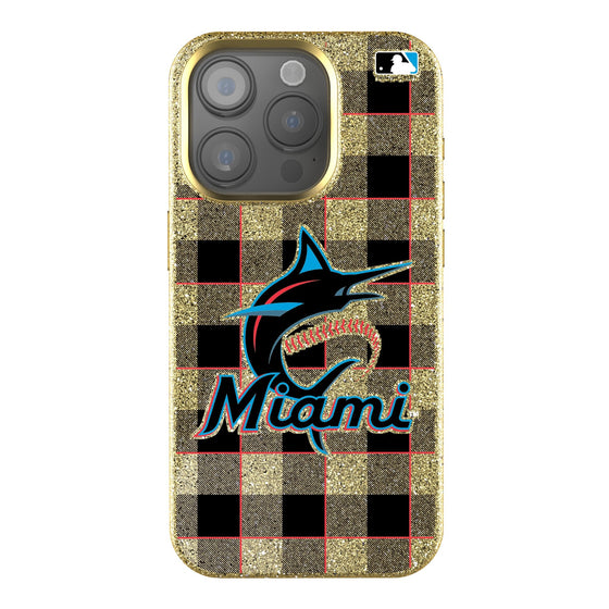 Miami Marlins Plaid Bling Phone Case-0