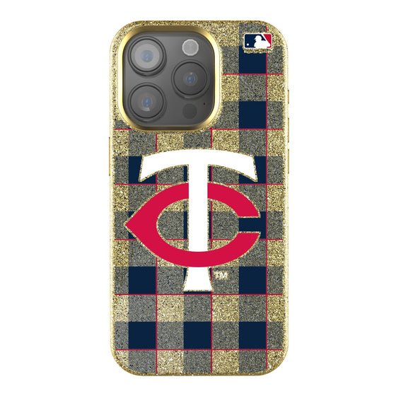 Minnesota Twins Plaid Bling Phone Case-0