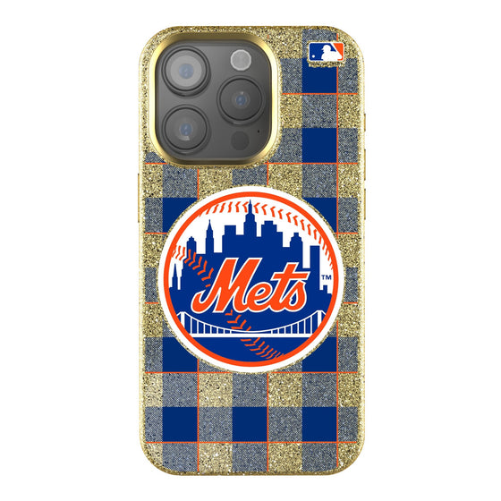 New York Mets Plaid Bling Phone Case-0