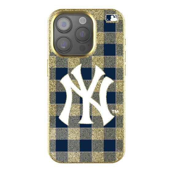 New York Yankees Plaid Bling Phone Case-0