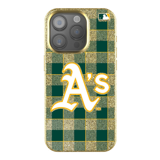 Oakland Athletics Plaid Bling Phone Case-0