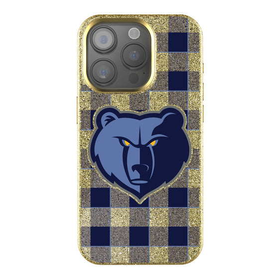 Memphis Grizzlies Plaid Bling Phone Case-0