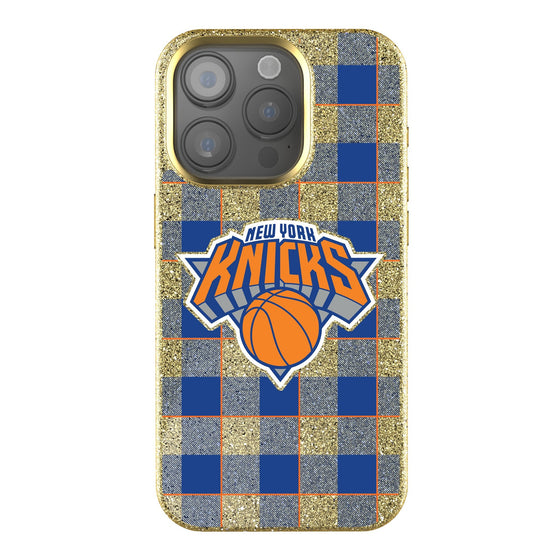 New York Knicks Plaid Bling Phone Case-0