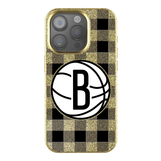 Brooklyn Nets Plaid Bling Phone Case-0