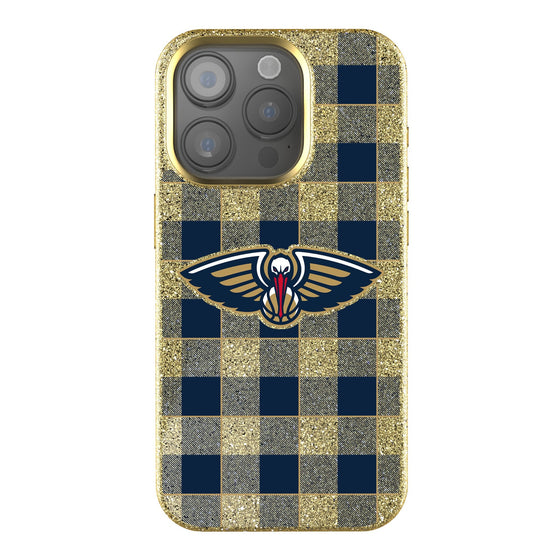 New Orleans Pelicans Plaid Bling Phone Case-0