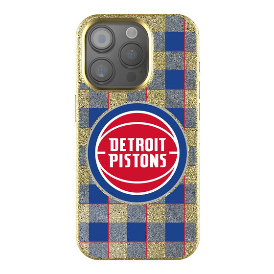 Detroit Pistons Plaid Bling Phone Case-0