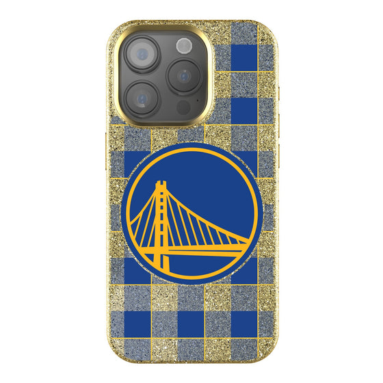 Golden State Warriors Plaid Bling Phone Case-0