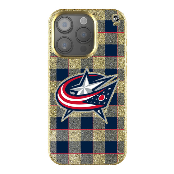 Columbus Blue Jackets Plaid Bling Phone Case-0