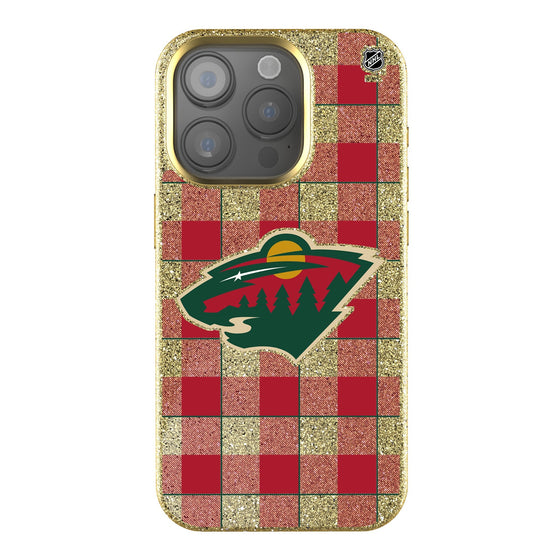 Minnesota Wild Plaid Bling Phone Case-0