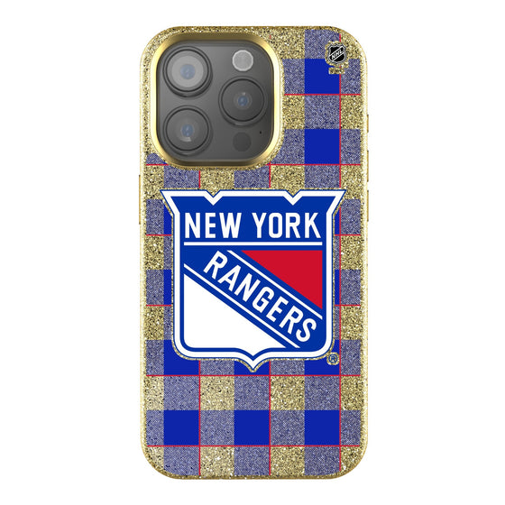 New York Rangers Plaid Bling Phone Case-0