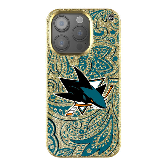 San Jose Sharks Paisley Bling Phone Case-0