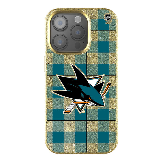 San Jose Sharks Plaid Bling Phone Case-0