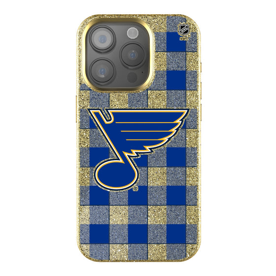 St. Louis Blues Plaid Bling Phone Case-0