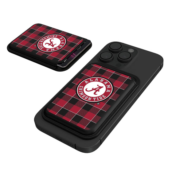 Alabama Crimson Tide Plaid Black Magnetic Credit Card Wallet-0