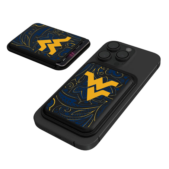 West Virginia Mountaineers Paisley Black Magnetic Credit Card Wallet-0