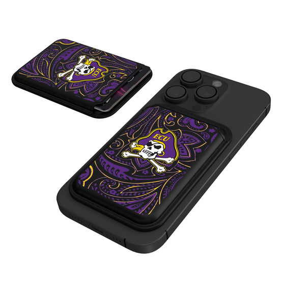 East Carolina Pirates Paisley Black Magnetic Credit Card Wallet-0