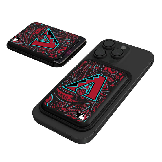 Arizona Diamondbacks Paisley Black Magnetic Credit Card Wallet-0