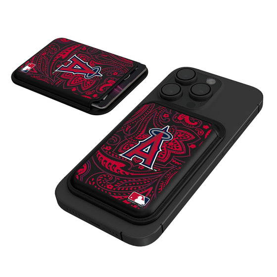 Los Angeles Angels Paisley Black Magnetic Credit Card Wallet-0