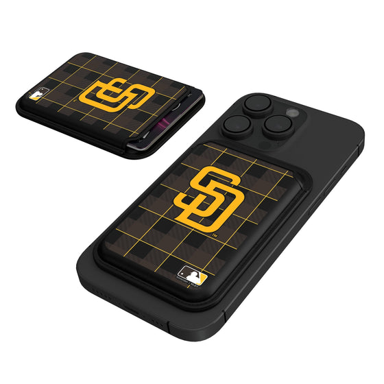 San Diego Padres Plaid Black Magnetic Credit Card Wallet-0