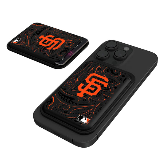 San Francisco Giants Paisley Black Magnetic Credit Card Wallet-0