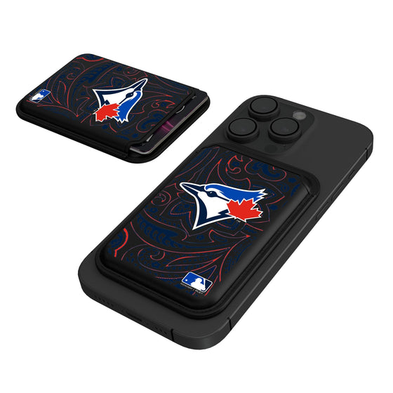 Toronto Blue Jays Paisley Black Magnetic Credit Card Wallet-0