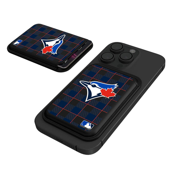 Toronto Blue Jays Plaid Black Magnetic Credit Card Wallet-0