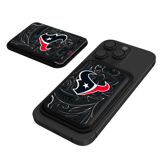 Houston Texans Paisley Black Magnetic Credit Card Wallet-0