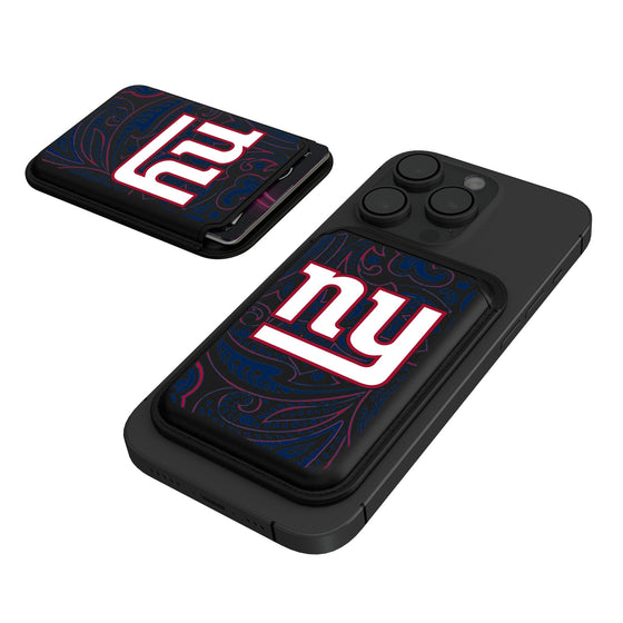 New York Giants Paisley Black Magnetic Credit Card Wallet-0