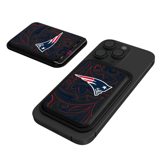 New England Patriots Paisley Black Magnetic Credit Card Wallet-0