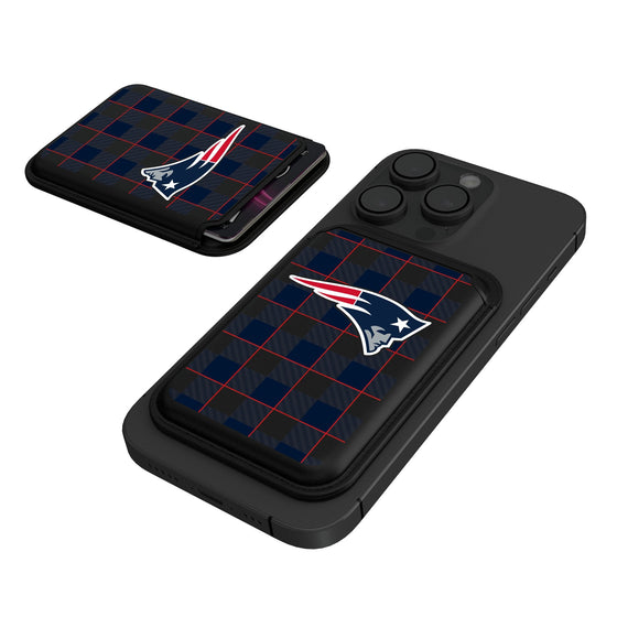 New England Patriots Plaid Black Magnetic Credit Card Wallet-0