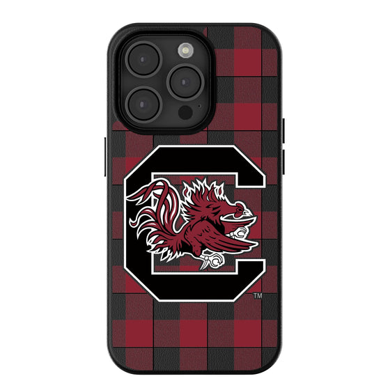 South Carolina Gamecocks Plaid Magnetic Phone Case-0