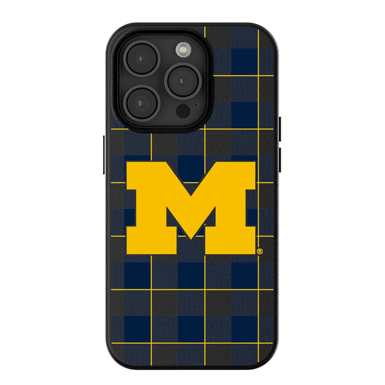 Michigan Wolverines Plaid Magnetic Phone Case-0