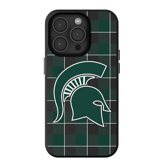 Michigan State Spartans Plaid Magnetic Phone Case-0