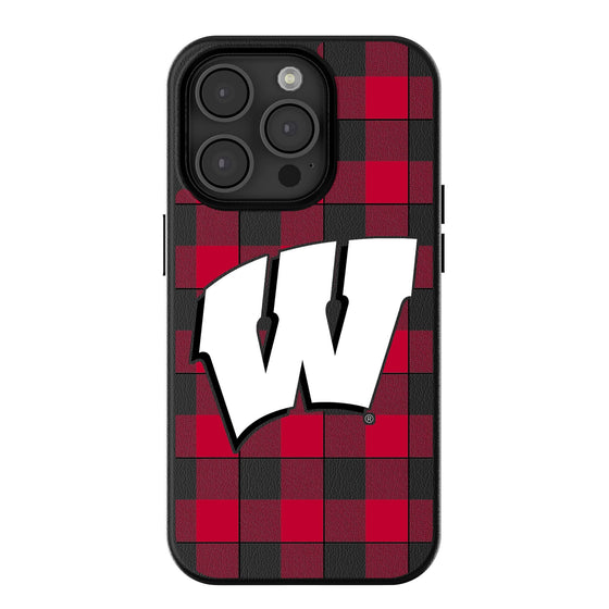 Wisconsin Badgers Plaid Magnetic Phone Case-0