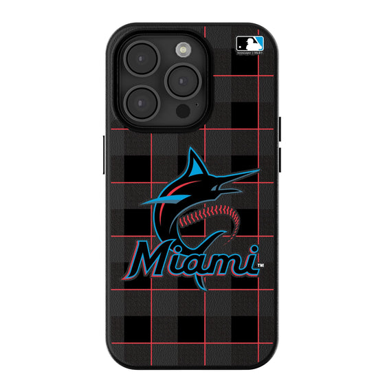 Miami Marlins Plaid Magnetic Phone Case-0